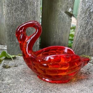 Viking Glass Swan Candy Dish